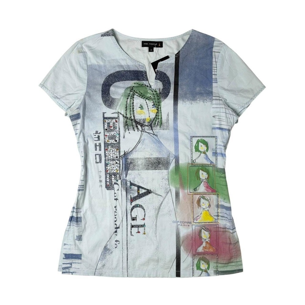 Cop Copine graphic beaded shirt